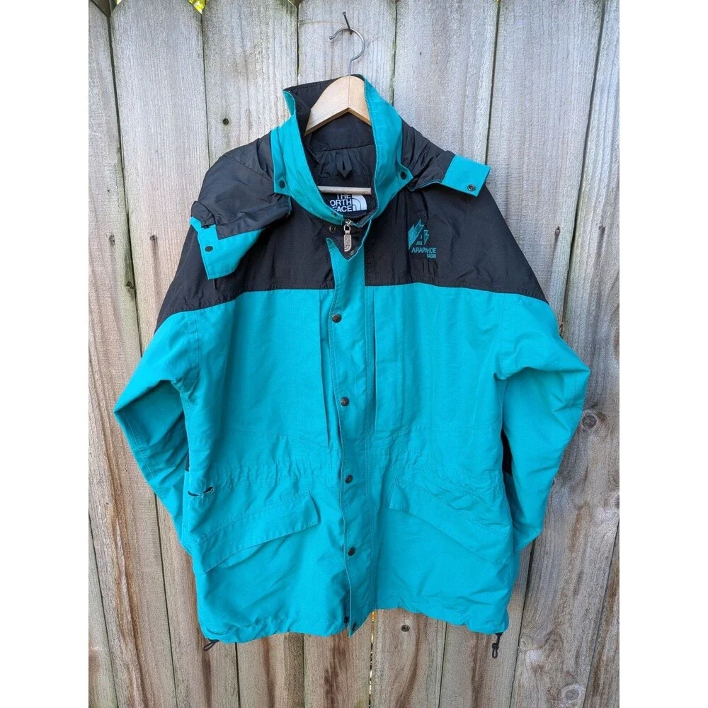 Vintage The North Face Jacket Gore Tex Colorblock Teal Black Large 90s Arapahoe
